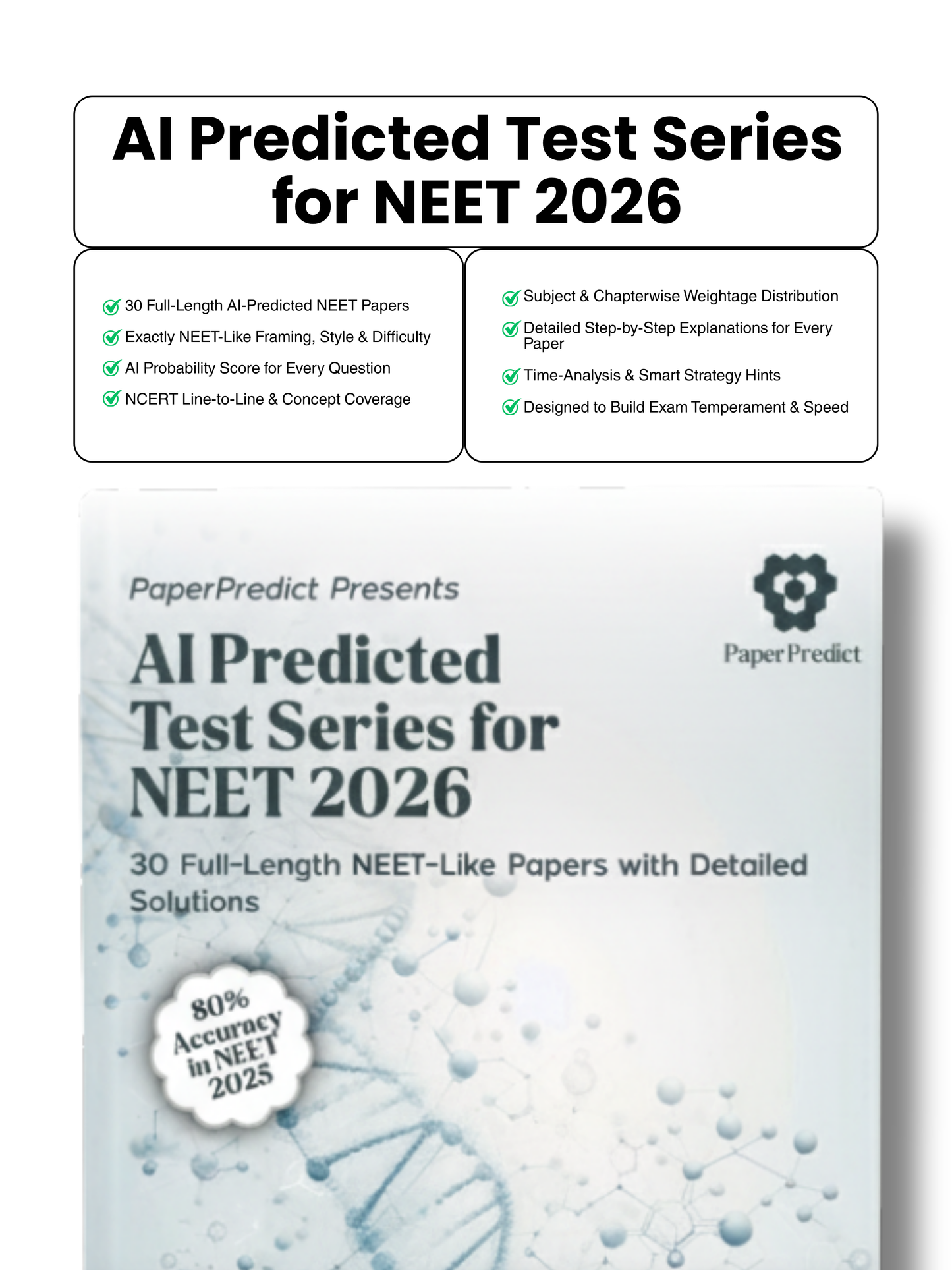 AI Predicted Test Series for NEET 2026 (30 Full-Length Tests) With OMR Sheet | Paper Predict Books For NEET